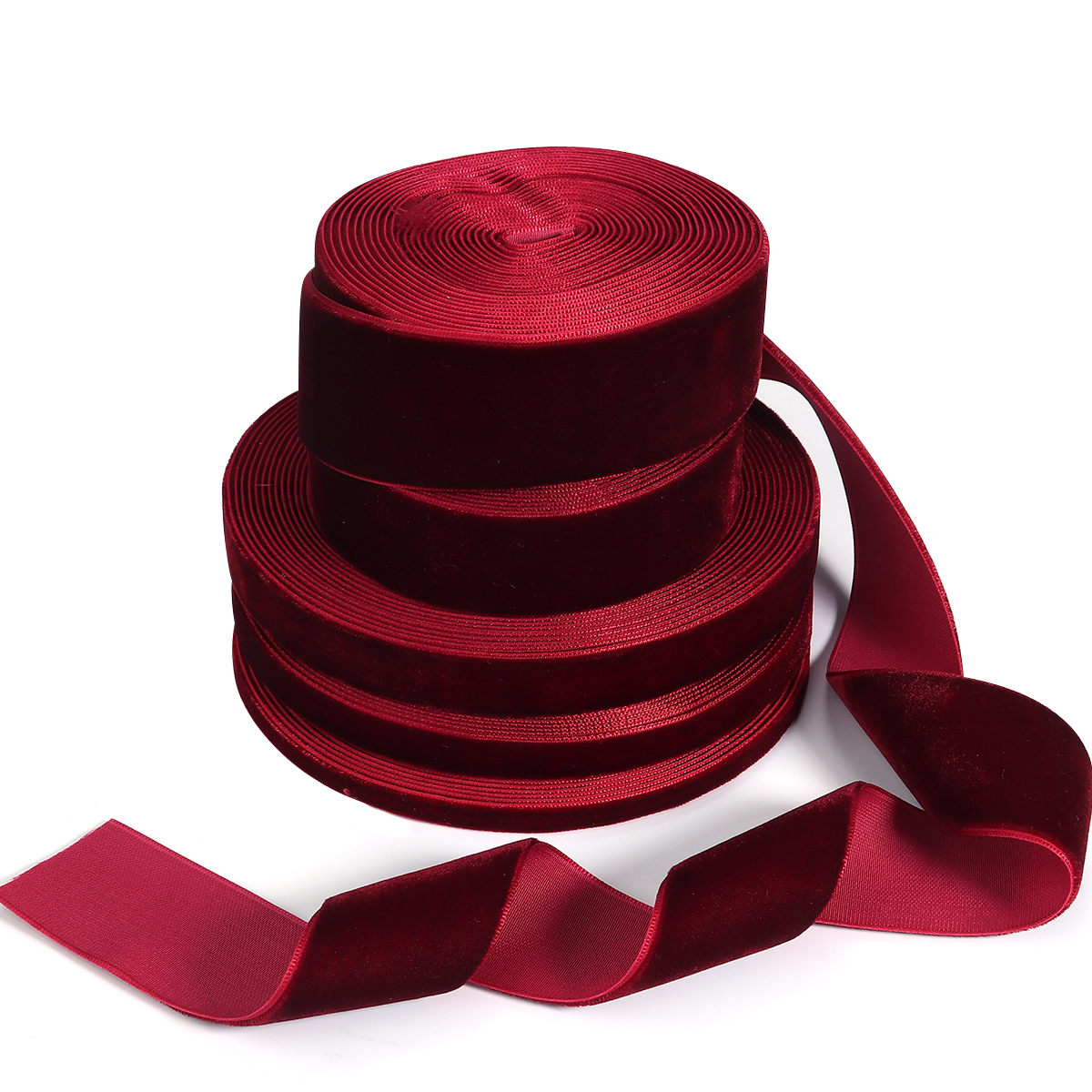 5-10 Meter/Rolle Samtbänder Schwarz Weinrot Farbe Single Gesicht Beflockung Gurtband für DIY Weihnachten Handwerk Verpackung Dekoration