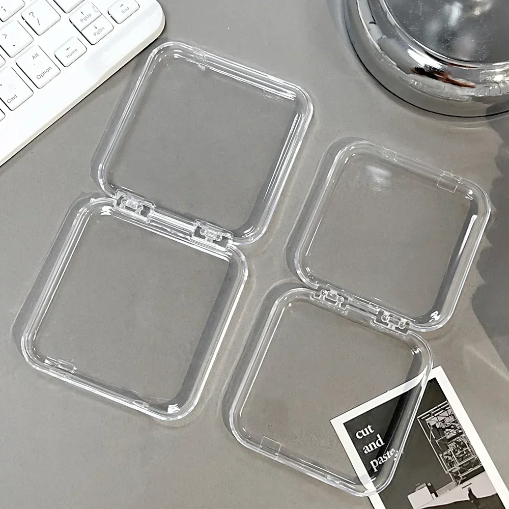 Caja de almacenamiento de joyería transparente, contenedor cuadrado acrílico portátil, pendientes, anillos, pulsera, insignia, estuche de embalaje para uñas, 20/1 Uds.