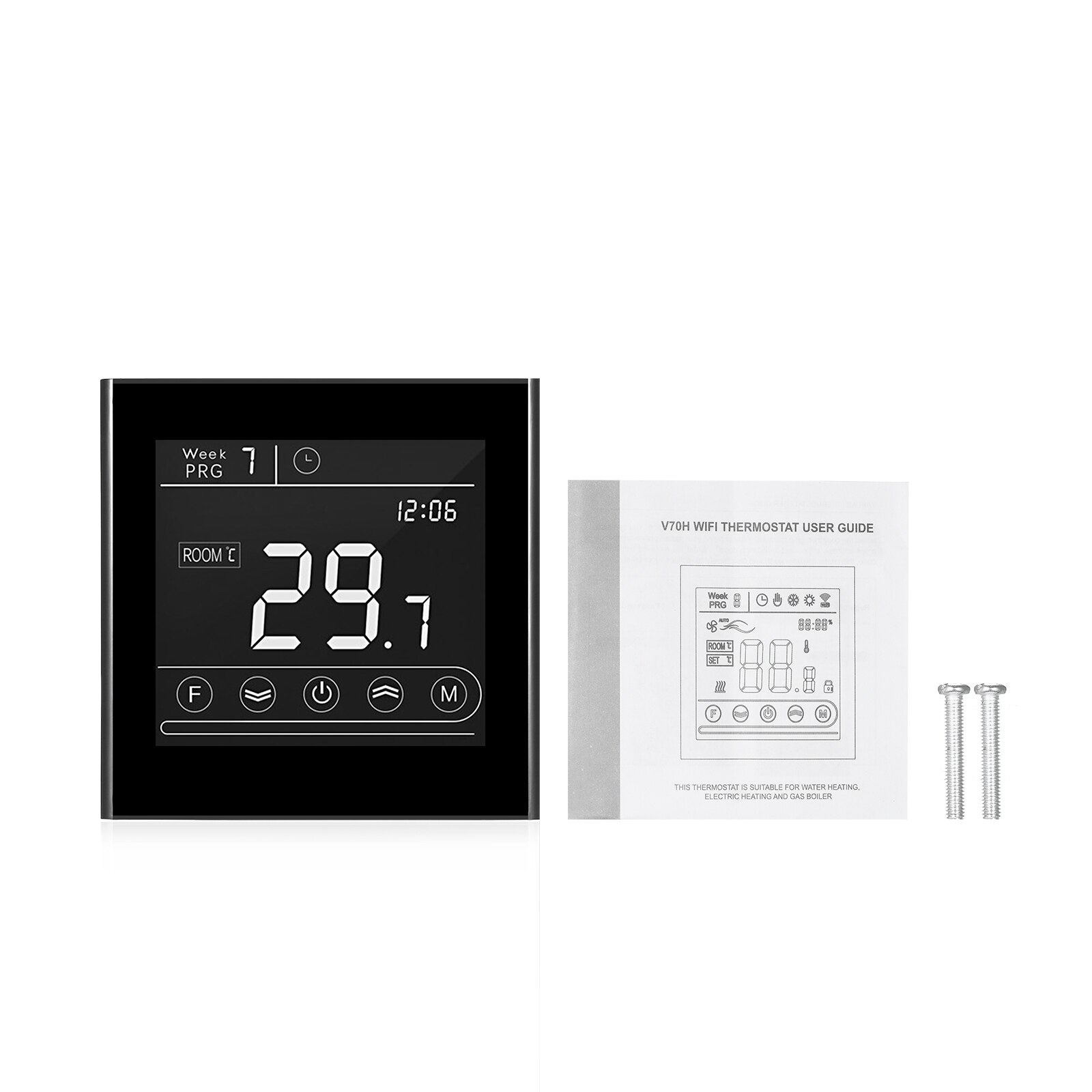 Smart Wifi Thermostat Programmable Water Heating Thermostat Temperature Controller LED Display Touchscreen Remote Control