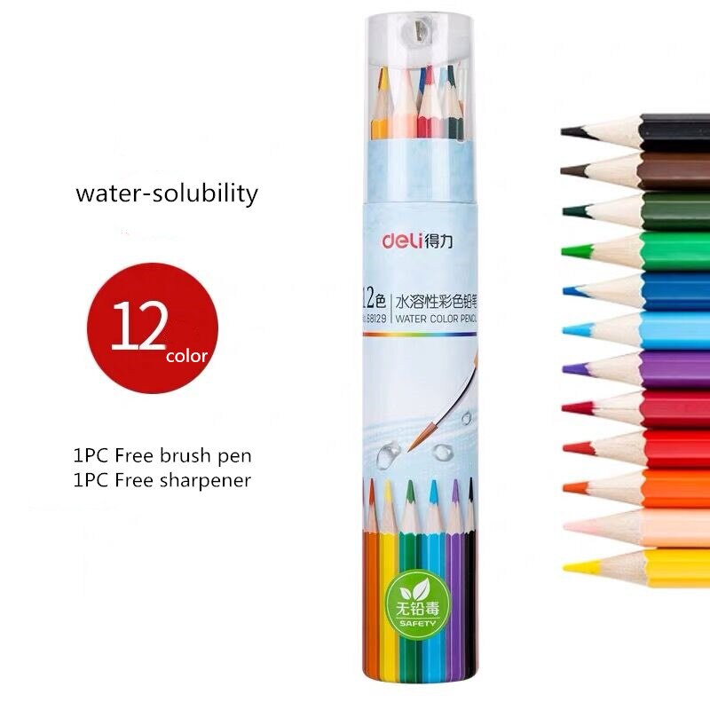 Sharkbang 12/24/36/48 Colored Pencil With Free Pencil Sharpener Lapis De Cor Artist Painting Sketch Oil Water Color Pencil Set: water-solubility 12