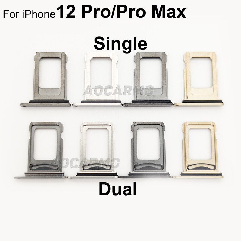 Aocarmo Sim-kaart Voor Iphone 12 Pro/Pro Max Enkele Dual Sim Metalen Plastic Nano Sim Tray Microsd Slot houder