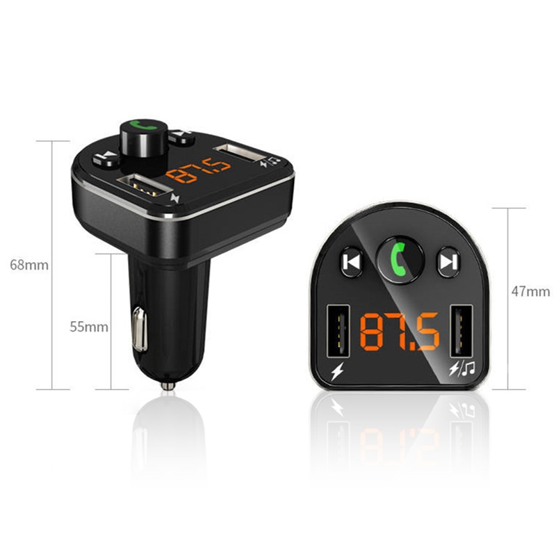 Ech 8 billader håndfri fm-avsender bluetooth bilsett lcd  mp3 spiller dobbel usb aux spiller biltelefonlader til iphone