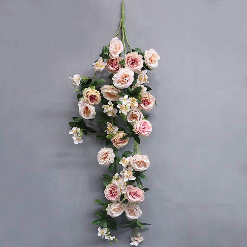 Decoración de pared de flores de ratán Rosa grande de lujo para sala de estar, fondo floral para , evento, cumpleaños, decoraciones para salón de boda flores: C