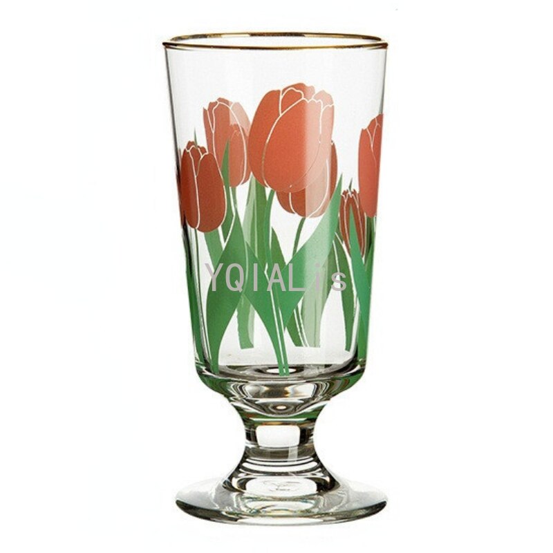 4 stiler japansk koreansk stil hvit blomst tulipan vinglass rød blomst gylden munn whisky dessert kopp ins drikkesett