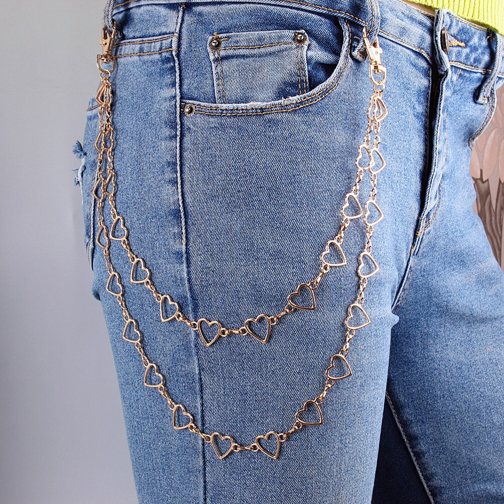 Eenvoudige Hartvormige Taille Chain Unisex Metalen Riem Ketting Broek Decoratie