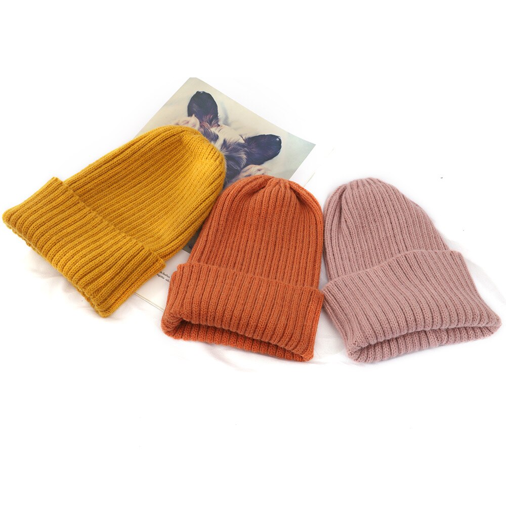Kvinder vinter varm hue uld strik hue hatte kvinde hue behagelig bomulds kasket slouchy beanie hække kasket flere farver