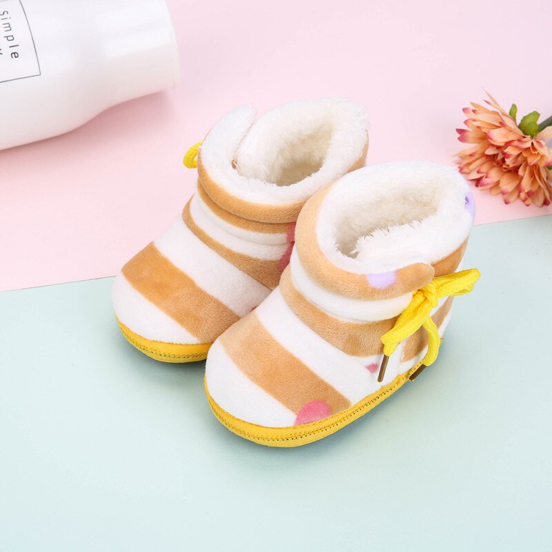 Winter Warm Baby Snow Boots Plus Velvet Toddler Boots Baby Shoes Newborn Soft Sole Anti-slip Crib Shoes Y13: 58YC