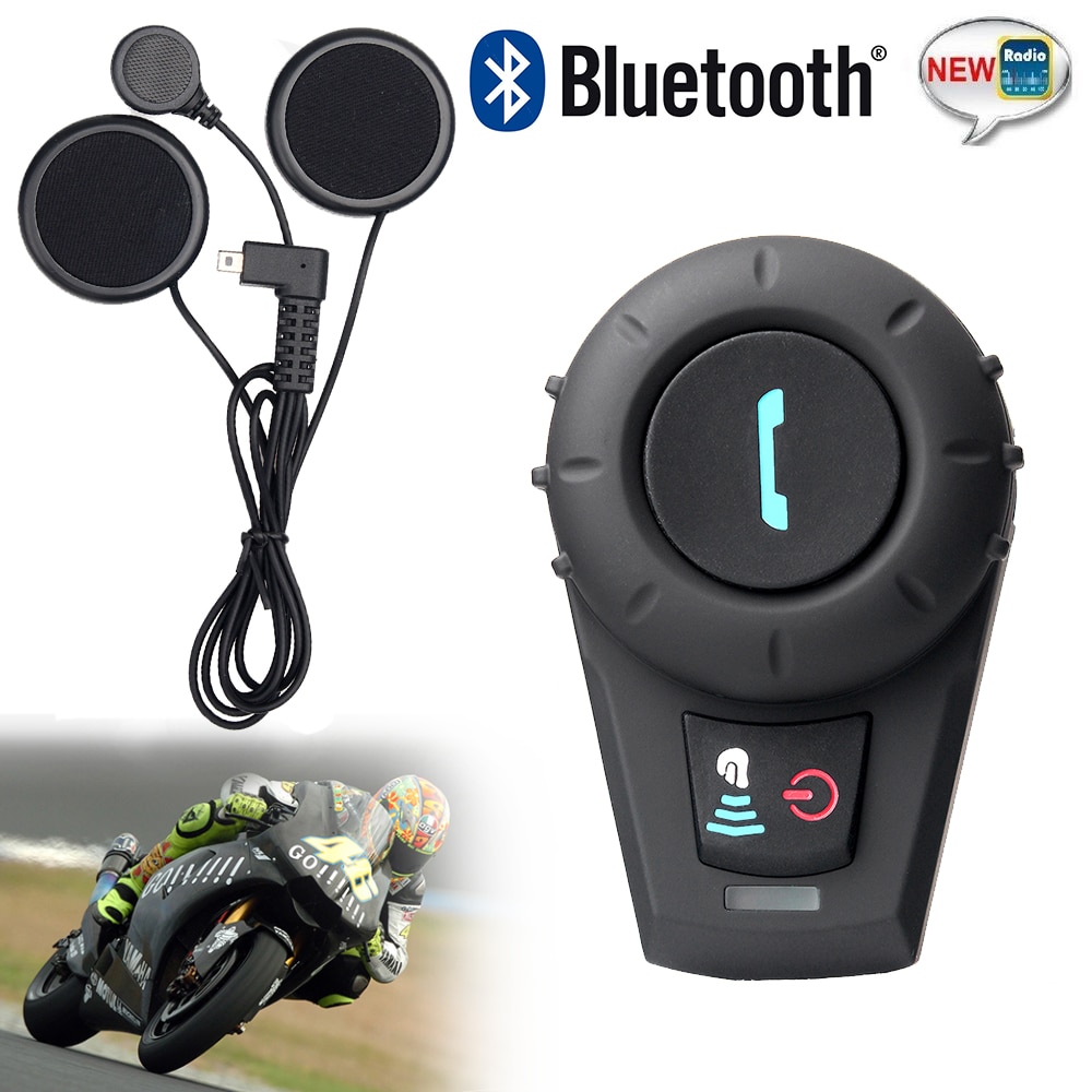 FM Radio+1 pcs BT Interphone Bluetooth Intercom Headset Full Duplex intercomunicador bluetooth For 3 Rider 500M Intercom