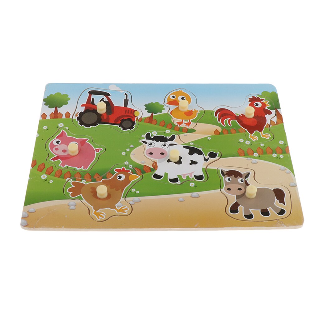 Houten Jigsaw Peg Puzzels Set Met Kaarten, Voorschoolse Educatief Speelgoed Voor Kids Leeftijden 3 +