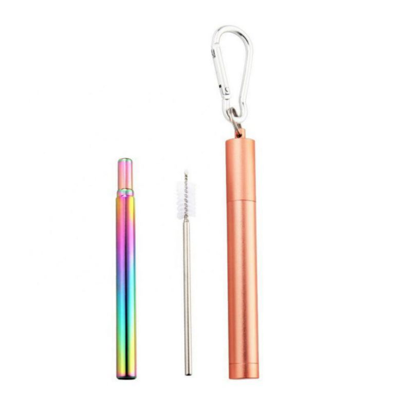 Cannucce portatili cannucce telescopiche pieghevoli cannucce riutilizzabili con elettrodomestici da cucina con manicotto in lega di alluminio