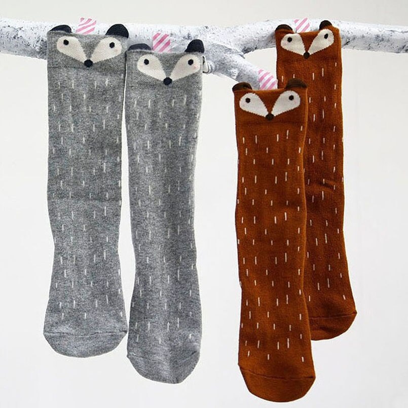 Fox Socks Calcetines de animales de bebé para niños, hasta la rodilla lindo bebé niña calcetines largos calentadores de piernas niño Kawaii largo bebé niños niña calcetín alto de rodilla