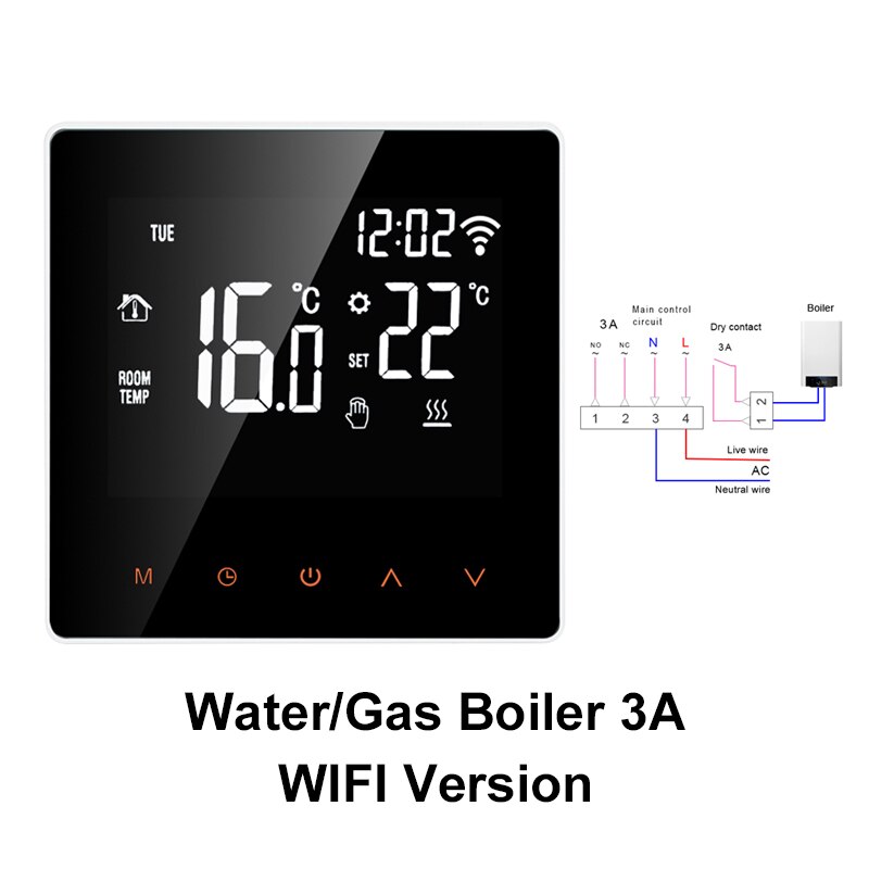 Tuya smart life wifi termostat temperaturregulator til vand / elektrisk gulvvarme vand / gaskedel arbejder med google home: Wifi vandkedler