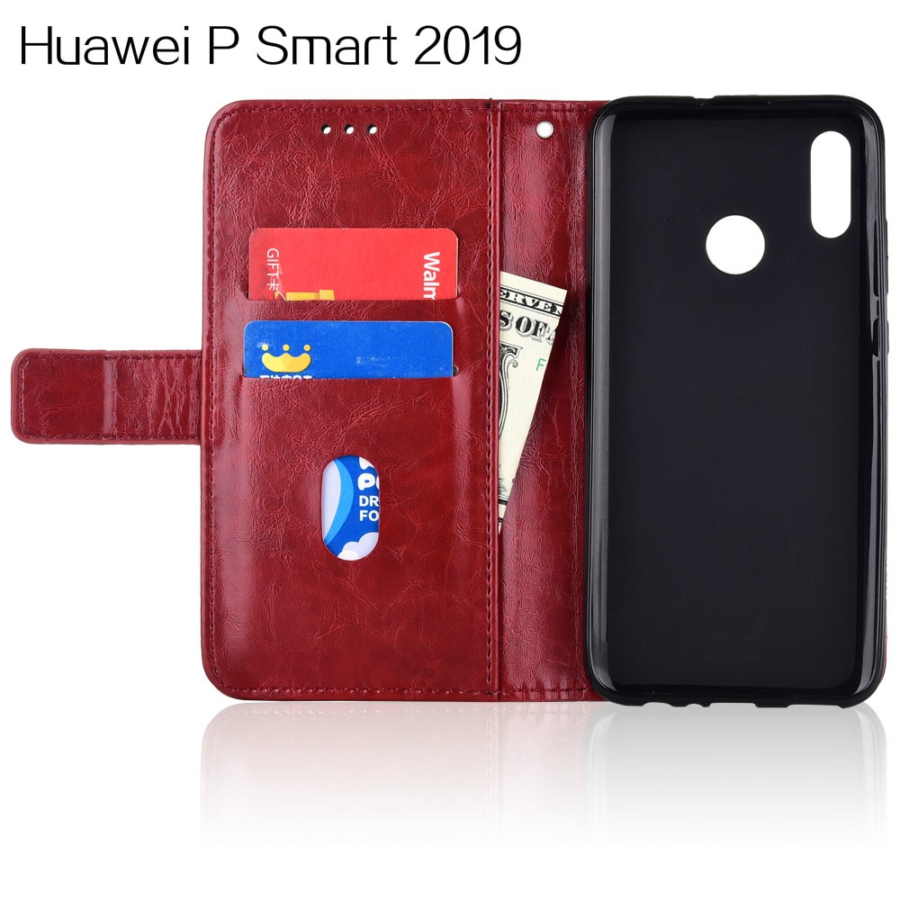 Voor huawei p smart case pot -lx3 lx1 case op p smart fig -lx1 lx2 lx3 la1 cover zachte siliconen flip portemonnee leren case funda