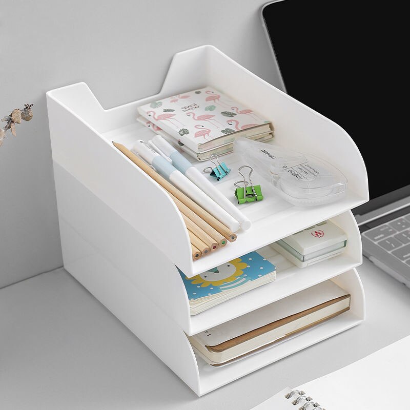 2PCS-A4 A5 Desktop File Tray Organizer Document Organizer Rack Plastic Book Shelf Storage Holder Office Stationery Storage Box
