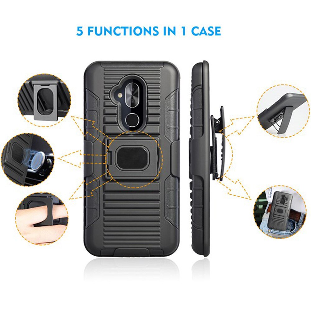 Heavy Duty Magnetic Ring Ständer Rüstung Fall Mit Swivel Gürtel Clip Holster Abdeckung Für Alcatel 7 Folio 6062 watt/ REVVL 2 Plus (T-Mobile)
