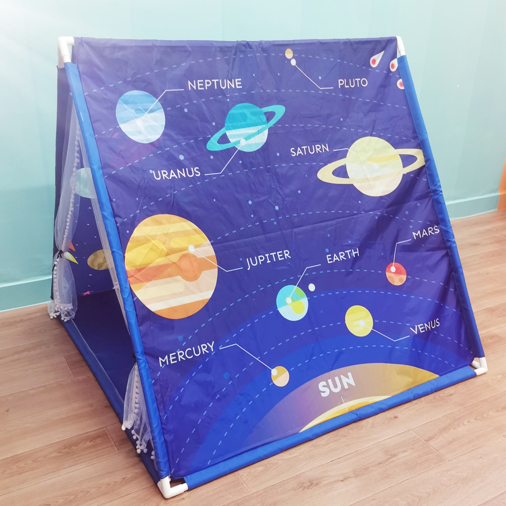 Draagbare Kinderen Space Universe Teepee Tenten Kids Speelhuis Wigwam Netto Garen Kwastje Gordijn Anti-Muggen Huis Spel tent