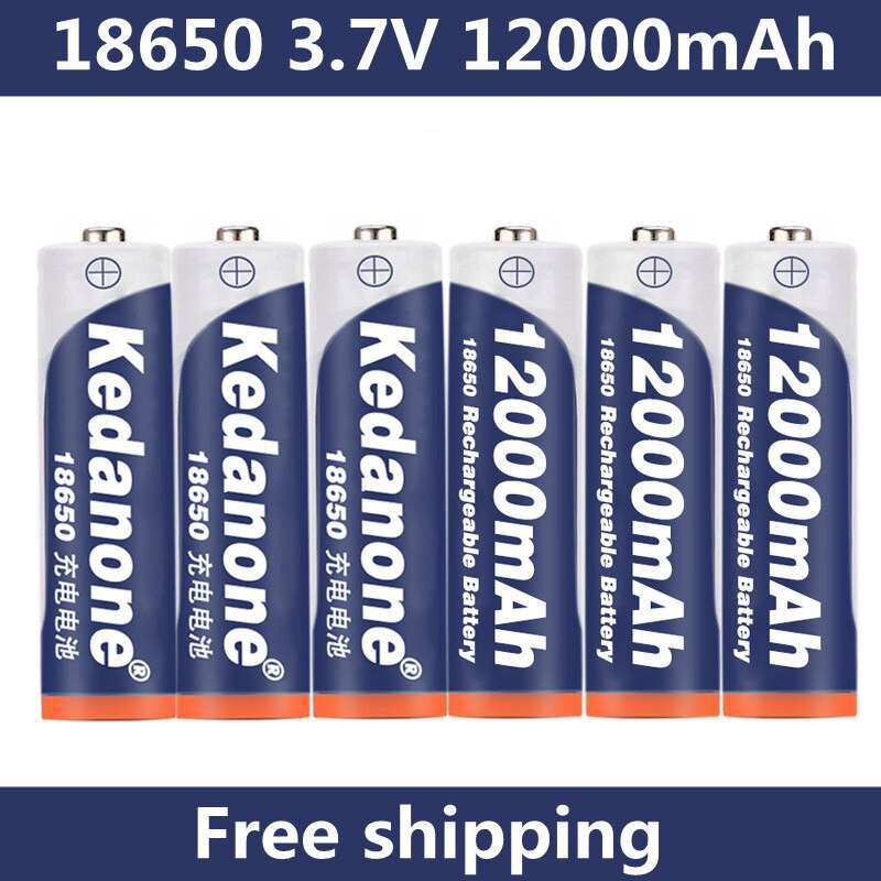 Wiederaufladbarer 18650- zellen-akku 18650 3.7v mah kapazität (li-ionen 12000 für taschenlampen