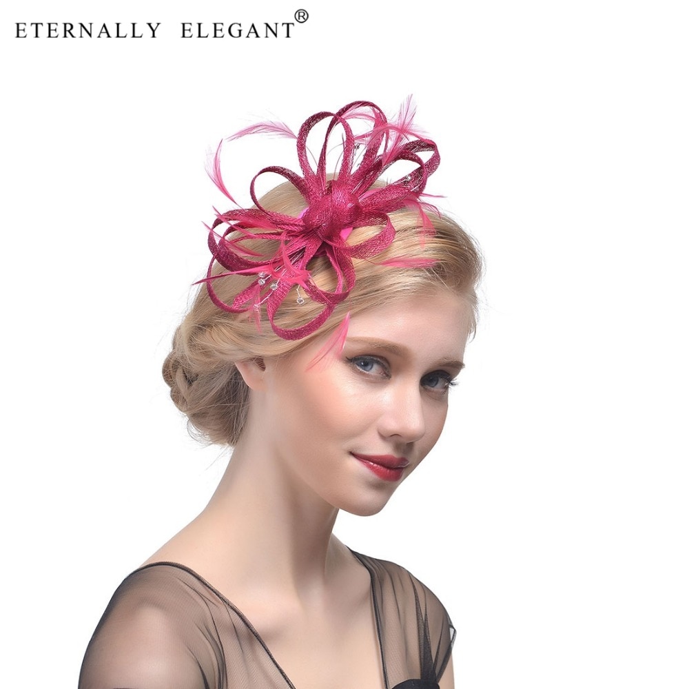 plume coiffure mariée cheveux chapeaux accessoires Elagant dames fête mariée chapeau pour mariage
