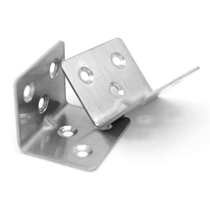 Stainless Steel 90 Degree Right-Angle Bracket, Shelf Bracket Partition Fixed Code, 6-Hole Corner Code