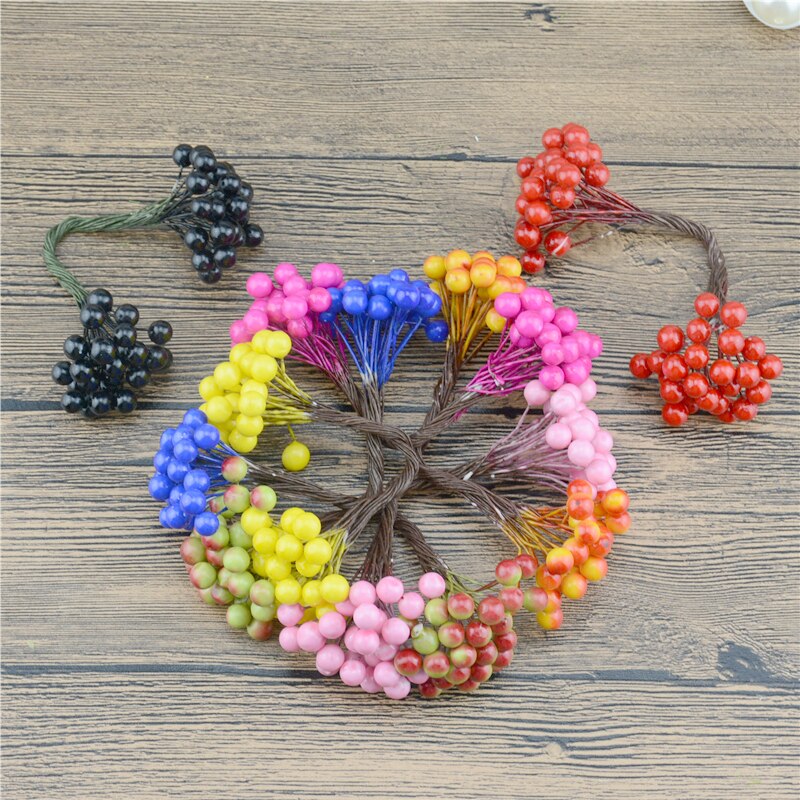 Fleurs artificielles Double tête 9 baies 25 pièces/lot | Décor de fête mariage, décoration artisanale pour bricolage, Scrapbooking