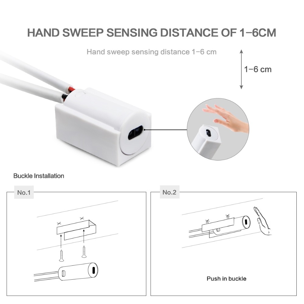 Sensor de barrido manual tiras LED 12V impermeable 1M 2M 3M 4M 5M Sensor de movimiento luces de noche DIY armario lámpara de cocina