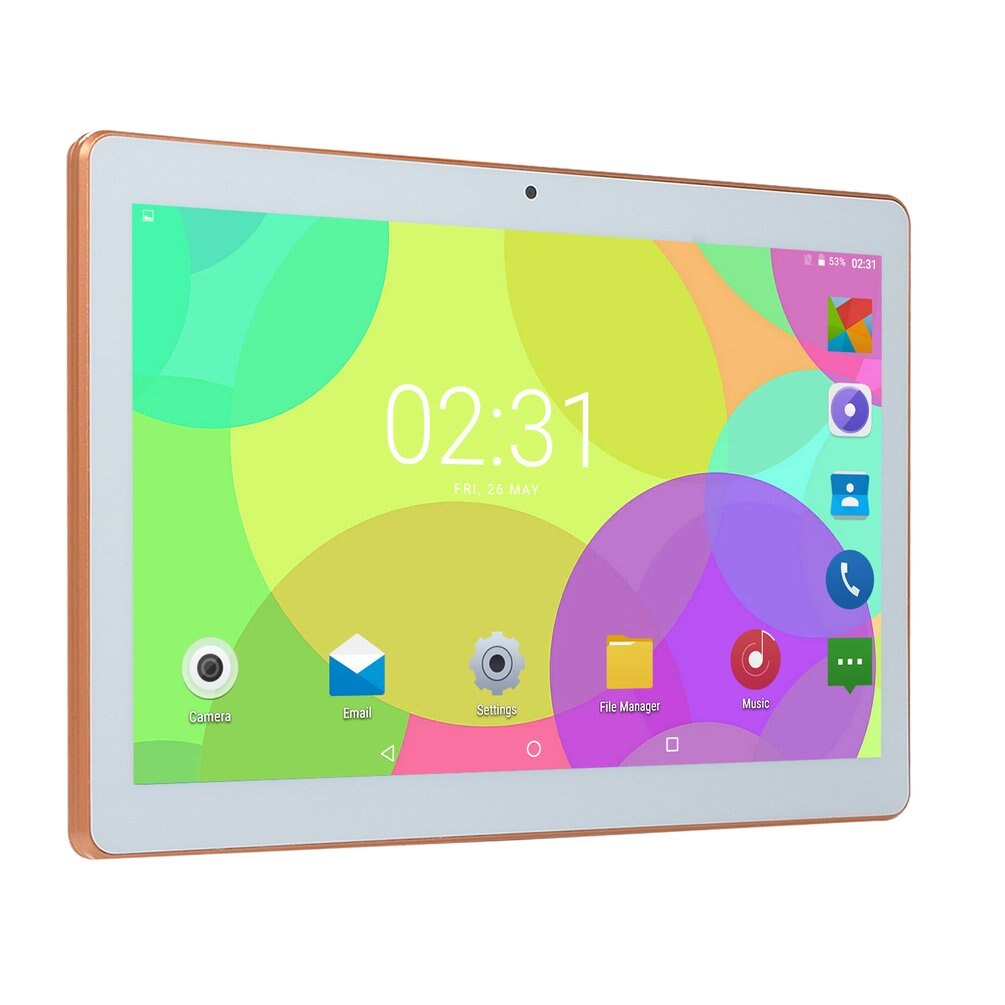 KT107 Plastic Tablet 10.1 Inch HD Large Screen Android 8.10 Version Portable Tablet 8G+64G White Tablet White EU Plug