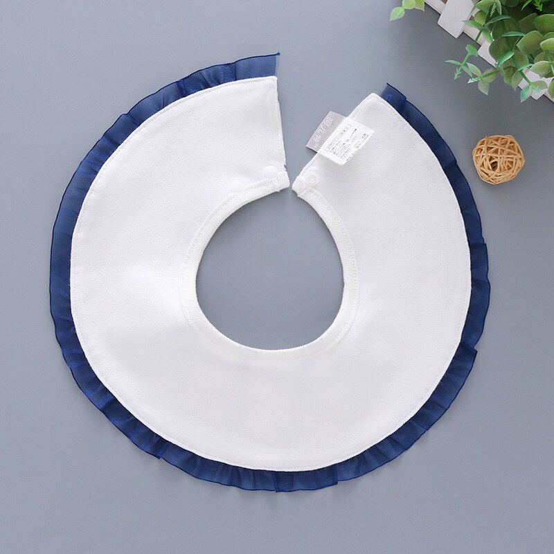 Infant baby bib 360 degree round toddler bib Princess lace bow side decoration Baby girl boy saliva towel burp cloth