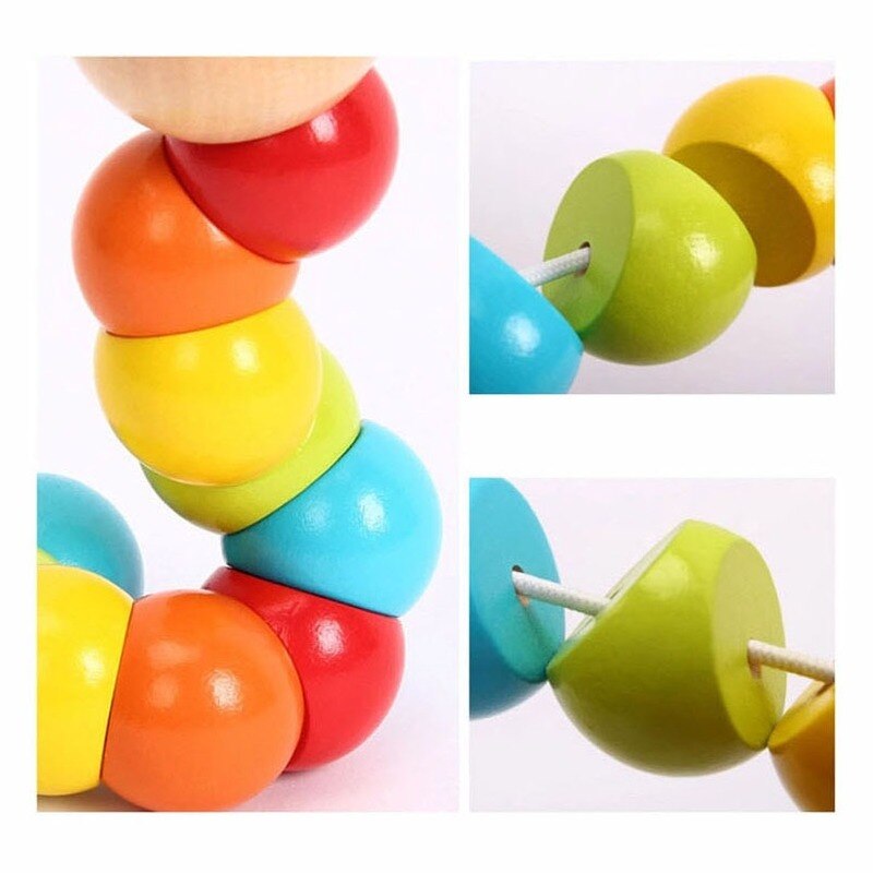 Worm Twist Puppet Cognition fun Educational Toys Changeable Shape Wooden Blocks Kids Colorful Caterpillar Baby Toy