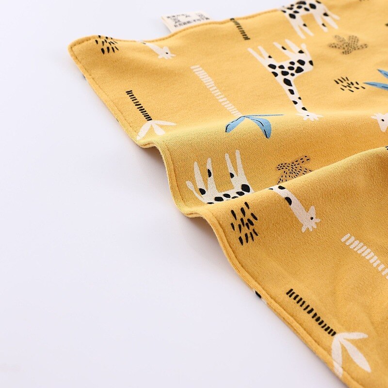Baby Bibs Triangle Double Cotton Bibs Cartoon Print Saliva Towel Baby Boys Girls Feeding Apron Cotton Bandana Bibs