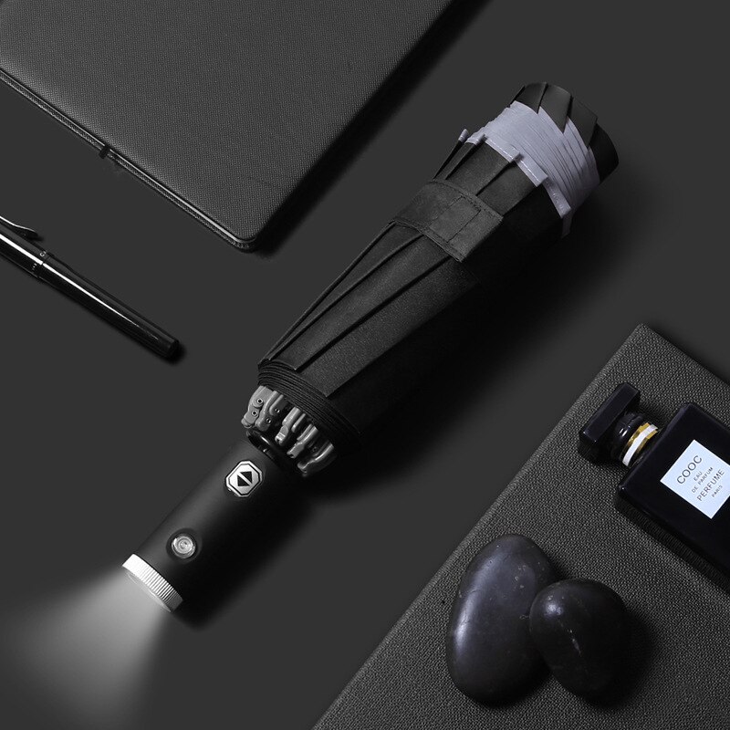 ZK30 parasol automatyczny doprowadziło latarka odblaskowy deszcz słońce odwrócony parasol biznesowy z paski odblaskowe parasole deszcz