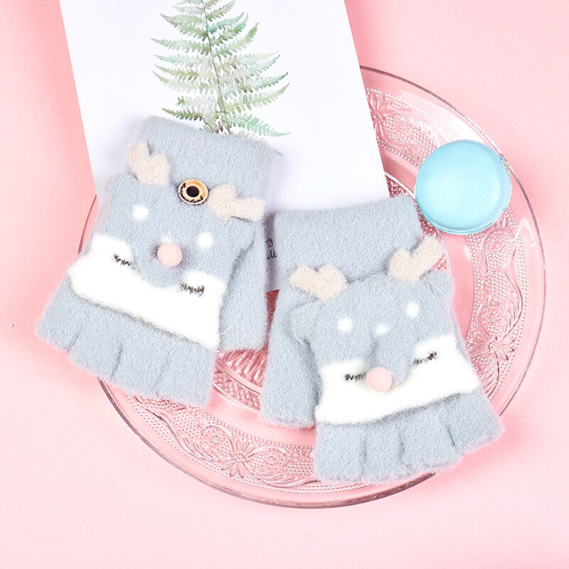 Guanti invernali per bambini guanti mezze dita per bambini guanti simpatici cartoni animati guanti caldi lavorati a maglia guanti morbidi in cachemire imitazione addensata