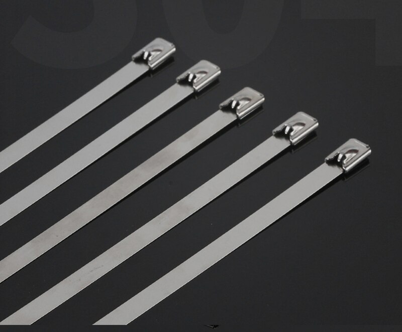 100PCS STAINLESS STEEL METAL CABLE TIES ZIP WRAP EXHAUST HEAT STRAPS INDUCTION PIPE