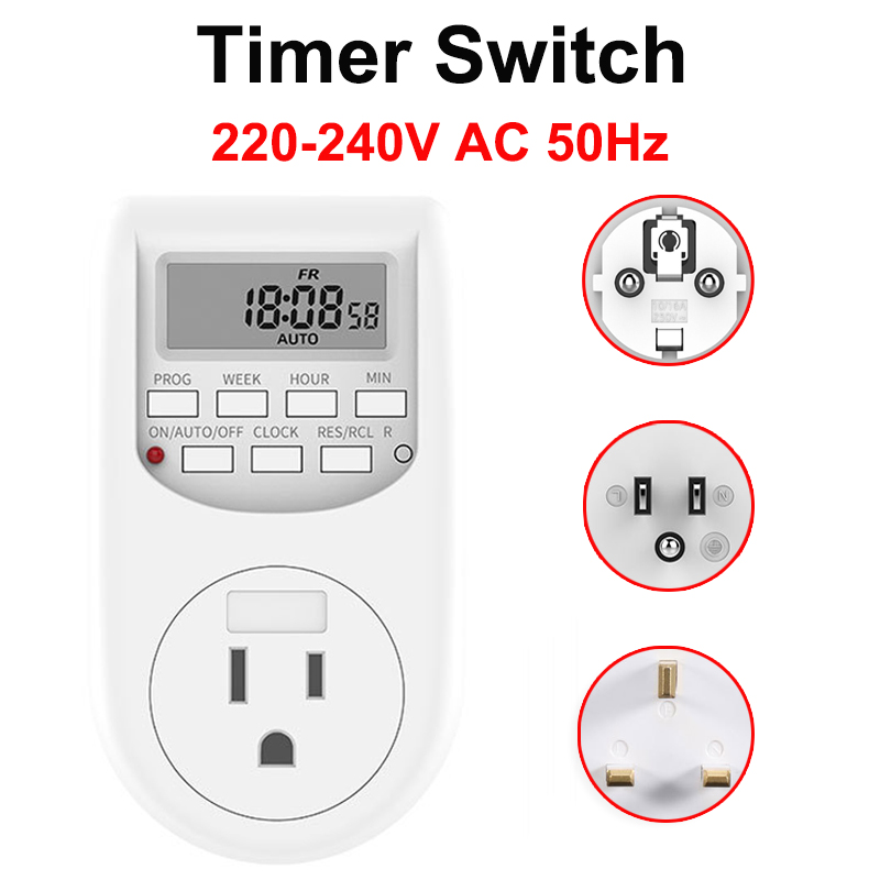 Digital Timer Switch Energy Saving Timer Socket EU/US/UK Hour Weekly Programmable Timing Socket Automatic Power On/Off Timer