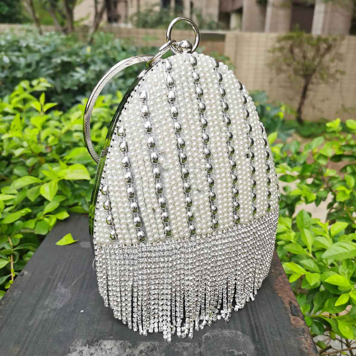 Sac de soirée ours blanc pour femmes, pochette avec pompon en cristal, bourse de fête, moins cher, M30,