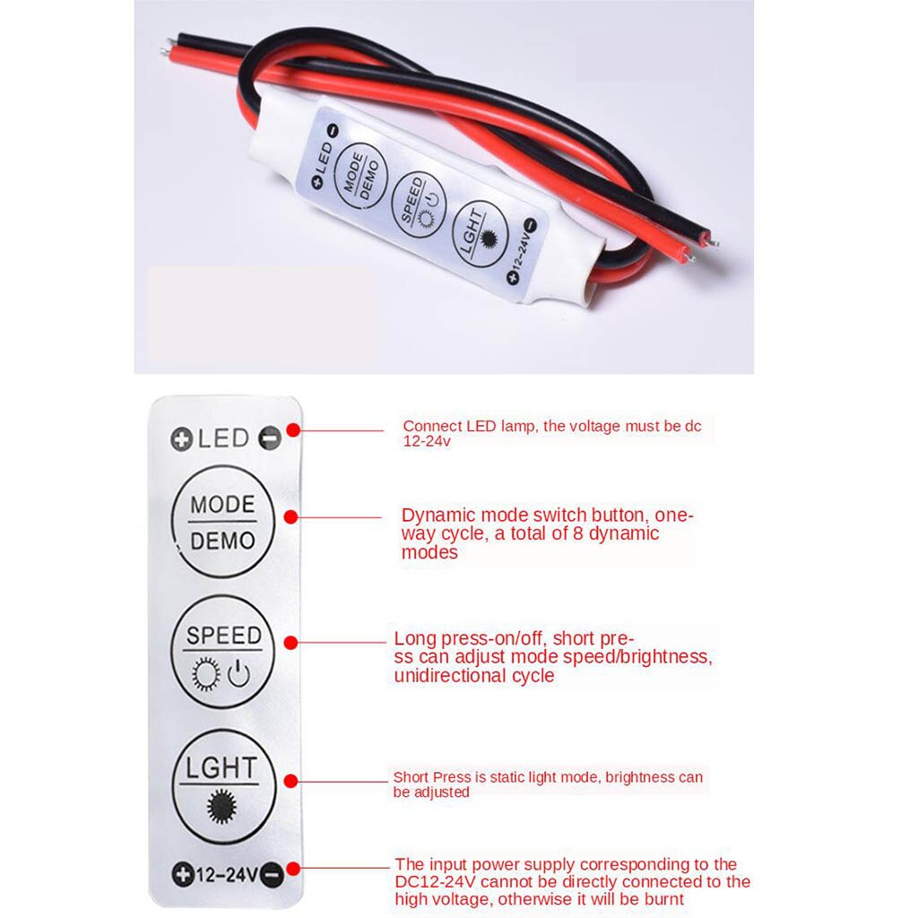 Inline LED Dimmer Controller Smart Dimmer Switch Switch ON/Off LED DC12V-24V