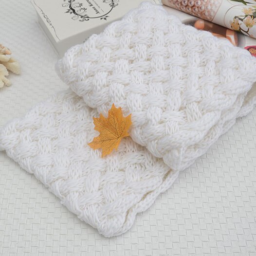 Winter dikke gebreide sjaal dames effen lang unisex dikke zachte acryl halsdoek warme zwarte sjaal 2020: Wit