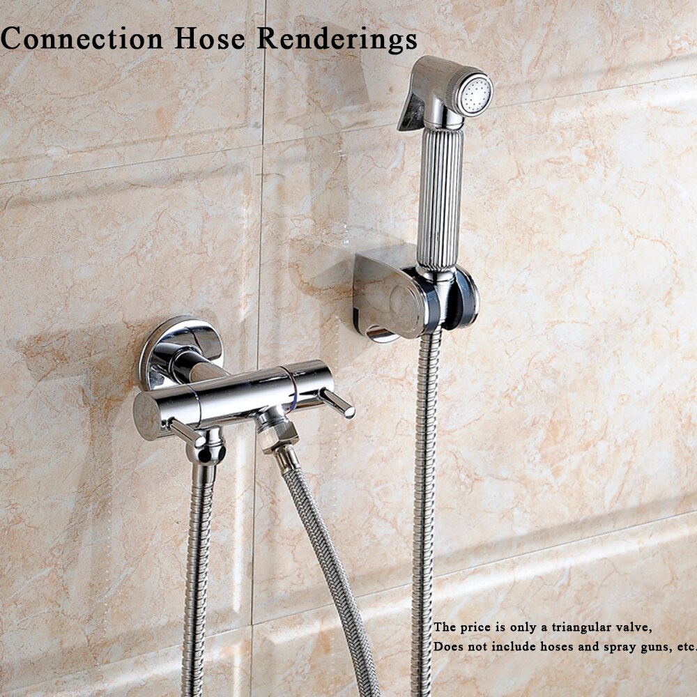 1/2 inch(DN15) Wall Mounted Double Outlet Outdoor Faucet Bathroom Wall Mounted Wash Toilet 1 inlet 2 outlet Angle Valve