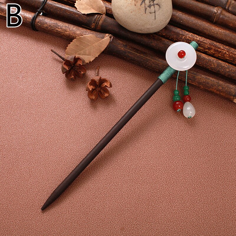 Vintage Hair Sticks Pick Chinese Style Wooden Chopsticks Flower Hair Pin Clip Women Crystal Hairpins Jewelry Accessories