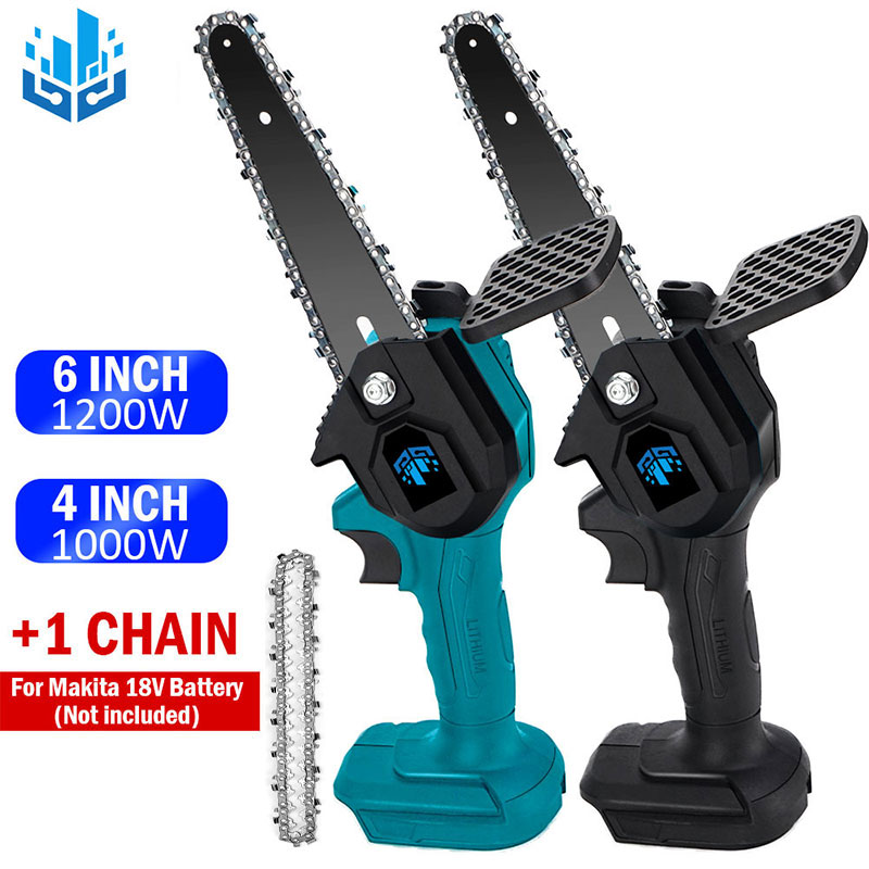 1200W 6 Inch Elektrische Zagen 1000W 4 Inch Elektrische Kettingzagen Verwijderbare Snoeizaag Voor Boom/Tuin/hout Trimmen Voeg 1 Meer Ketting