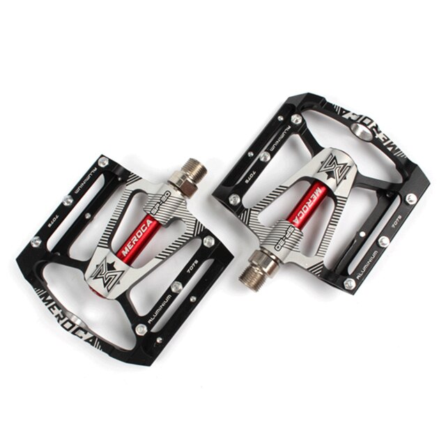 MEROCA – pédale de vtt antidérapante en alliage d'aluminium, 9/16 pouces, pour route et montagne, BMX, ultralégère: Black 1 Pair