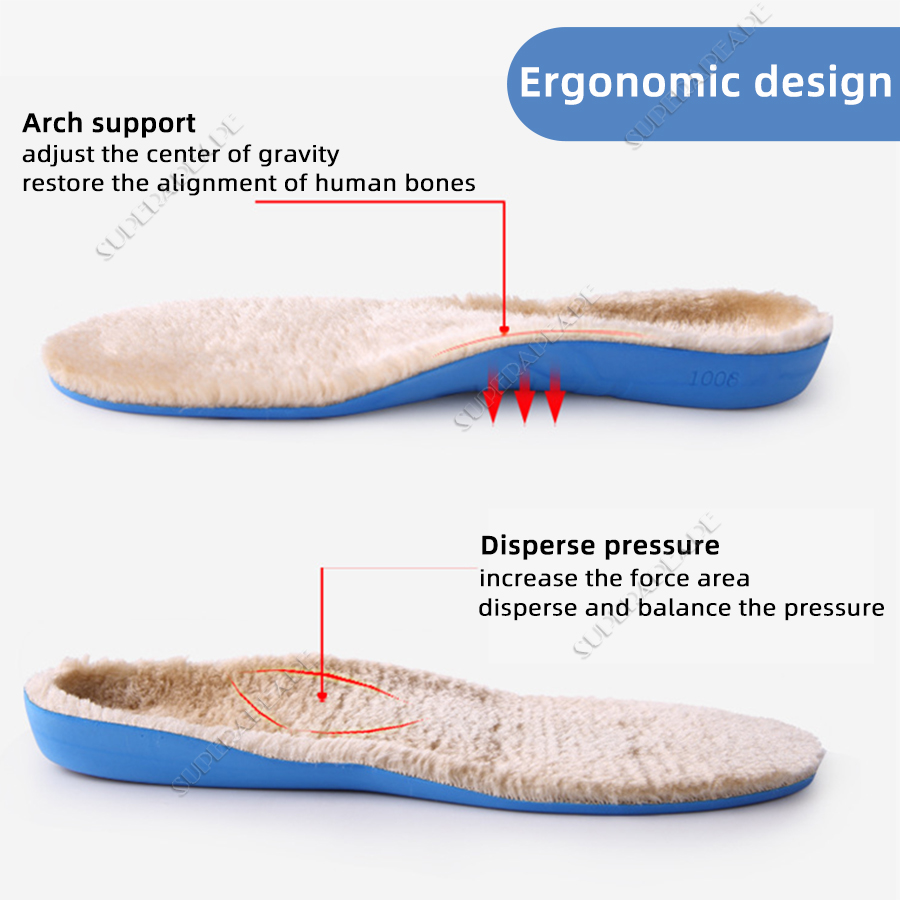 Halten Warm Beheizte Einlegesohlen Verdicken Kaninchen fell warme einlegesohle Orthopädische Einlegesohlen Flache Füße Arch Unterstützung Für Mann Frau winter schuhe pad