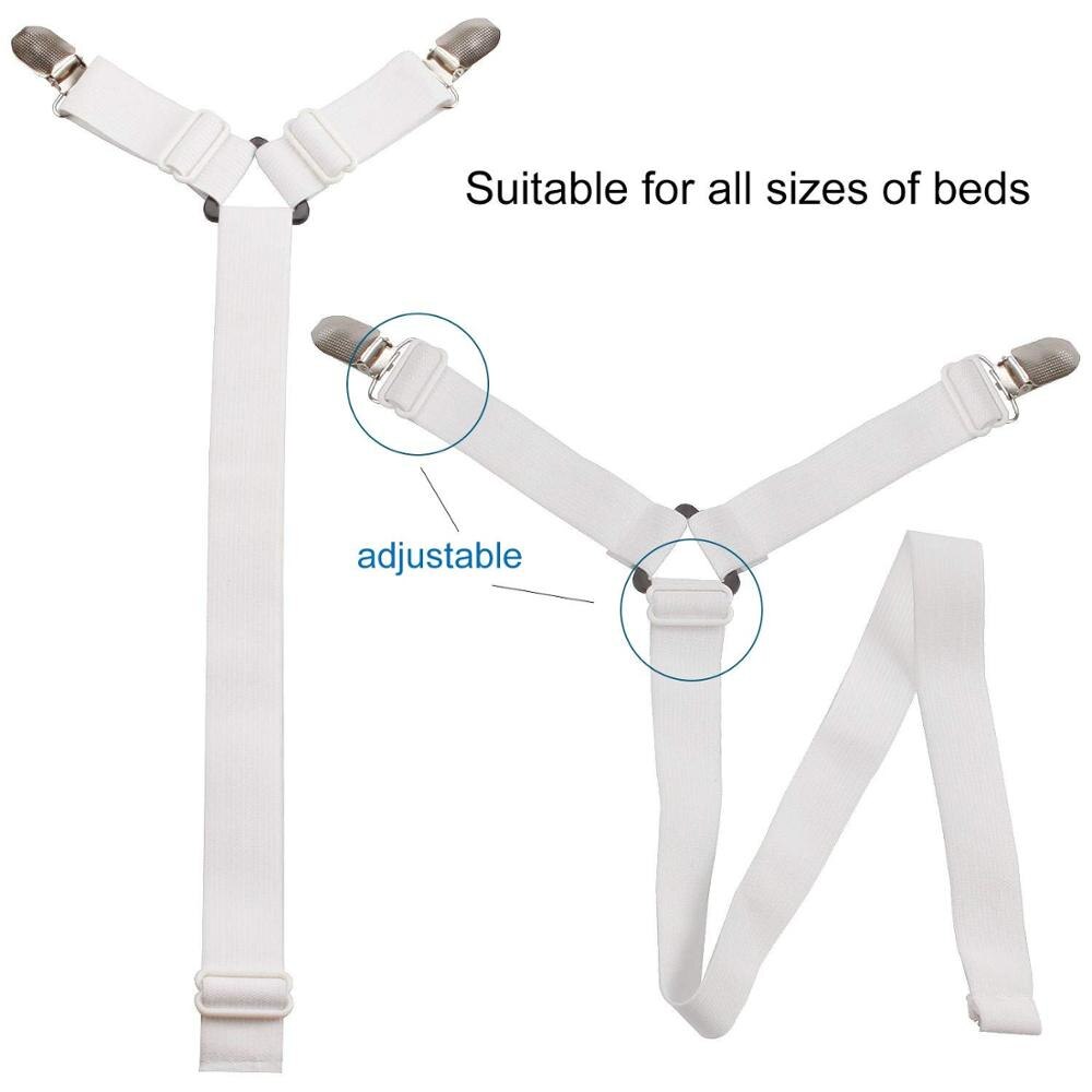 Tirantes de tiras de sábana ajustables, soporte de colchón cruzado triangular, blanco