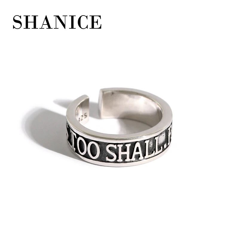 SHANICE Coreano S925 sterlina argento anello aperto Minimalismo vecchio inglese Lettere Anelli per Le Donne Impilabile Anno Doni Anello Bague