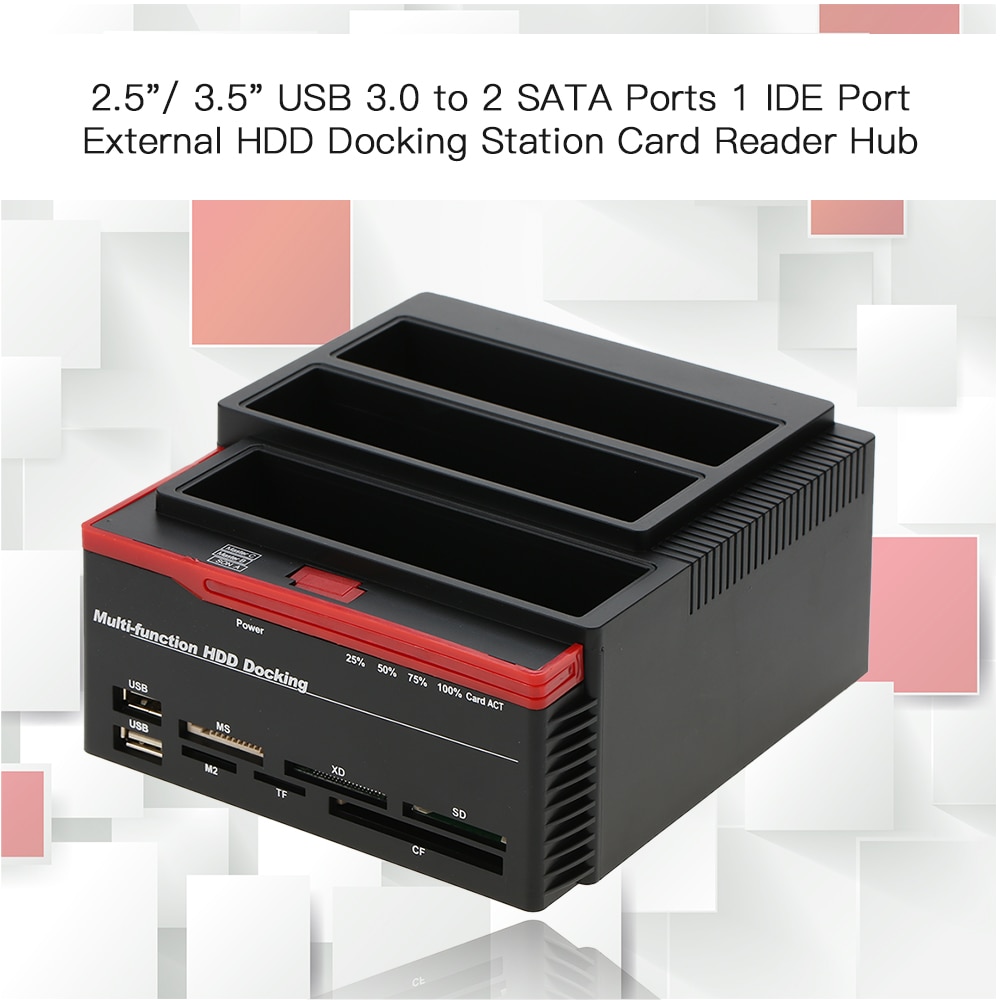 2.5 "/3.5" USB 3.0 à 2 Ports SATA 1 Port IDE disque dur externe Station d'accueil lecteur de carte USB3.0 Hub HDD boîtier