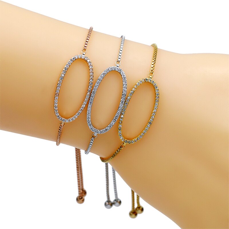 Baiduqiandu ovale vorm kubieke zirkonia kristal cz zirkonia verstelbare trouwarmband