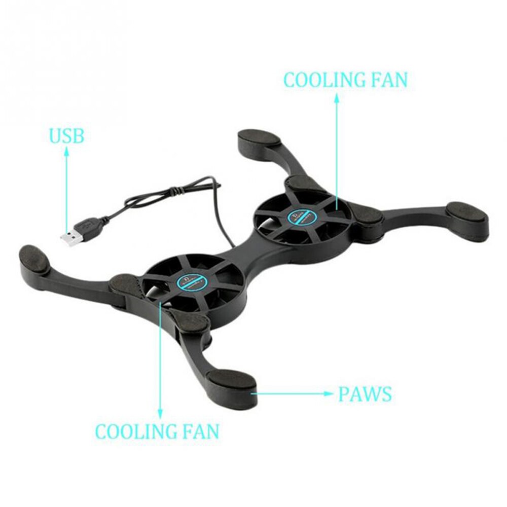 Foldable Gaming USB Laptop Cooling Pad Double Fans Mini Octopus Notebook Cooler Cooling Pad For 7-15 inch Notebook Laptop Stand