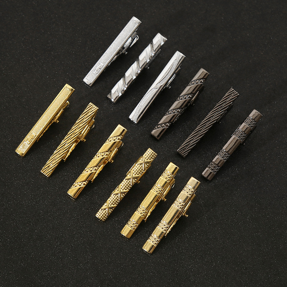 Clips de alfiler de corbata clásicos para hombres, Clip de corbata de simplicidad de negocios, joyería de , barra de corbata de boda exquisita, Color plateado y dorado