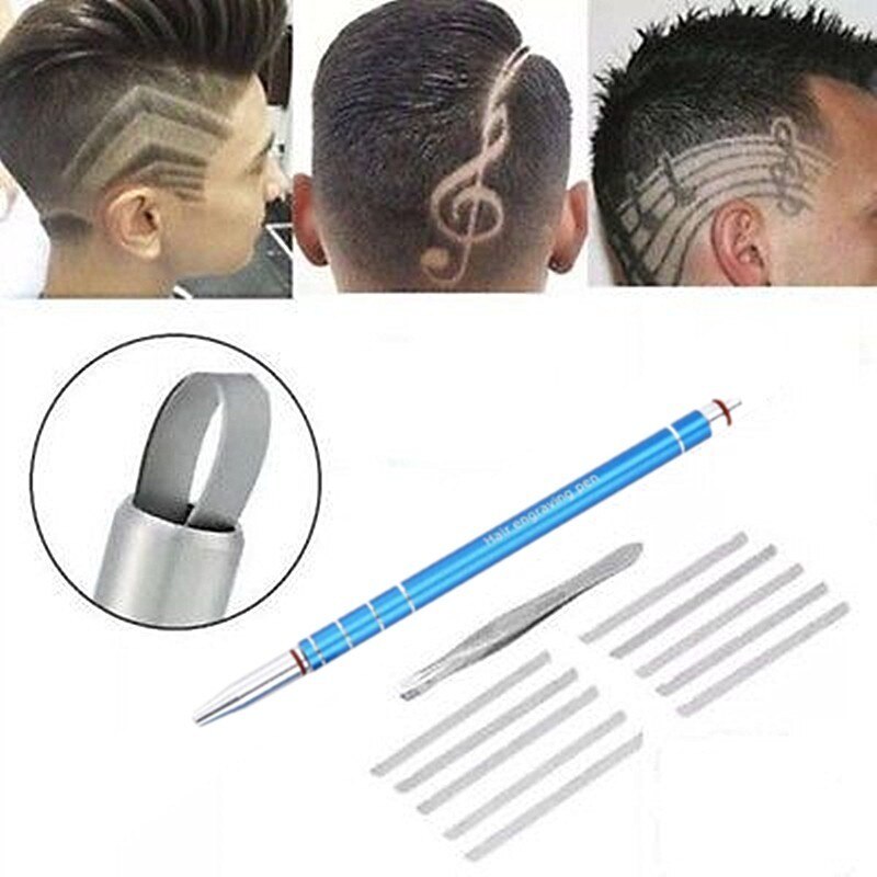 MO TULIP Hair Scissors Engraved Pen with 10Pcs Blades Hair Styling Hair Trimmers Eyebrows Shaving Salon DIY Hairstyle