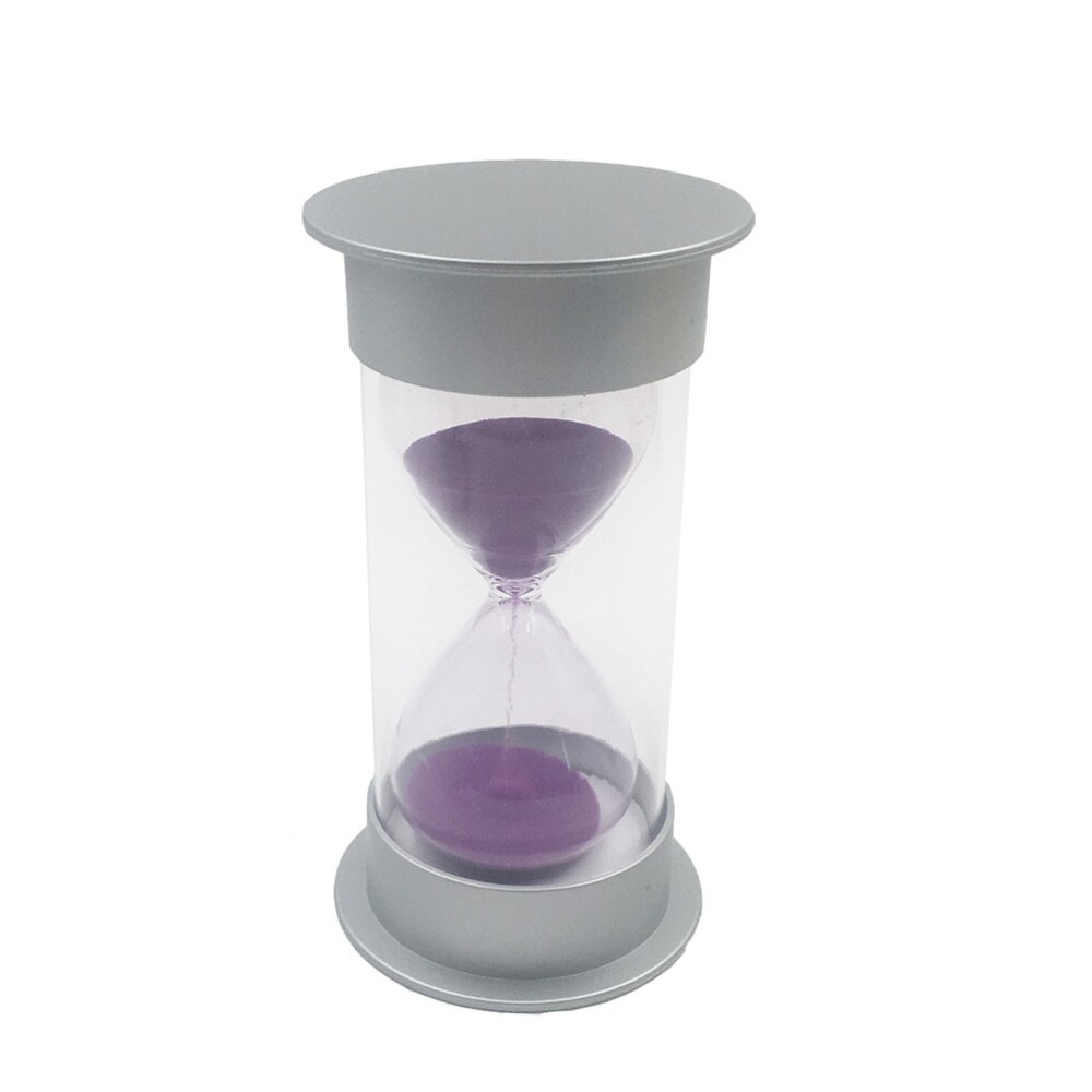 Simple Cylinder Sand Hourglass 30 Minutes Security Sand Timer Sandglass Hourglass (Silver and Blue): Purple