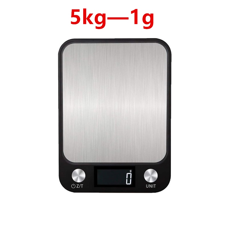 Digital Multi-function Food Kitchen Scale 5kg/1g Stainless Steel Electronic scales LCD Display digital scale for Household black: 5kg-1g